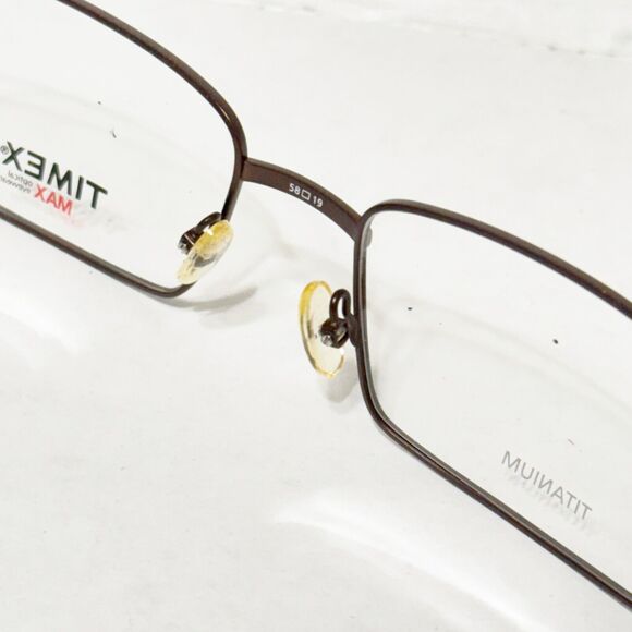 Timex L035 BR Titanium Eyeglasses Frame Men's Brown Rectangular 58-19-150 NEW - Picture 5 of 11